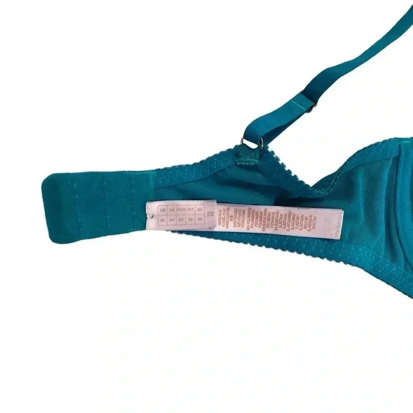 Savage X Fenty Shimmer Flocked Logo Unlined Bra in Deep Teal Green Shimmer - Picture 10 of 11